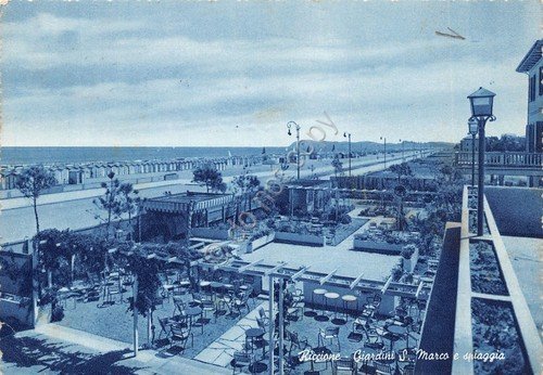 Cartolina Riccione Giardini San Marco e spiaggia (Rimini) | Immagine principale