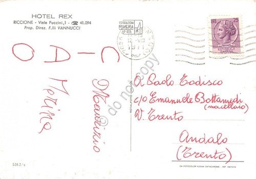 Cartolina Riccione Hotel Rex 2 vedute 1971 | Immagine Gallery 2