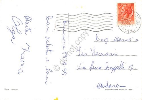 Cartolina Riccione notturno con barche a vela 1955 | Immagine Gallery 2