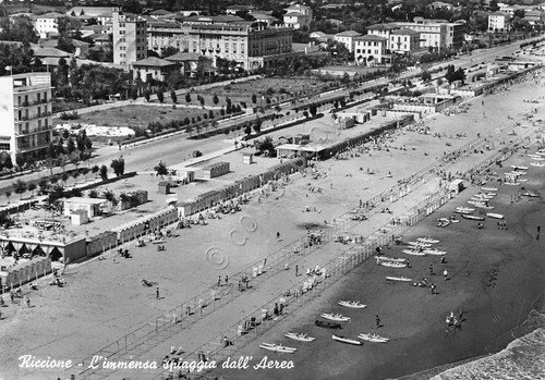 Cartolina Riccione panorama aereo della spiaggia 1961 | Immagine principale