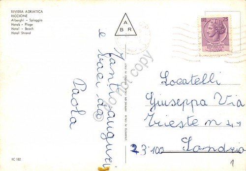 Cartolina Riccione panorama dall'alto di alberghi e spiaggia (Rimini) | Immagine Gallery 2