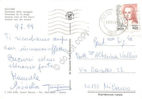 Cartolina Riccione Panorama della spiaggia 1999 | Immagine Gallery 2