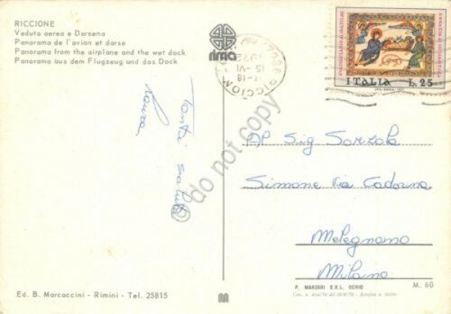 Cartolina Riccione vedute bordo nero e stemma 1972 (Rimini) | Immagine Gallery 2