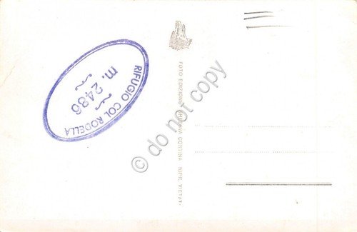 Cartolina Rifugio Col Rodella e Sassolungo Timbro Rifugio