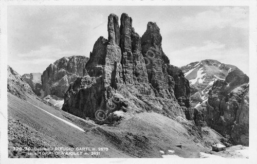 Cartolina Rifugio Gartl Torri di Vajolet 1955 | Immagine principale