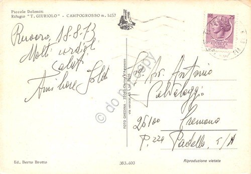 Cartolina Rifugio Giuriolo Campogrosso 1973 vedute varie (Vicenza)