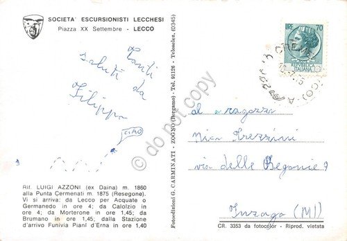 Cartolina Rifugio Luigi Azzoni Società Escursionisti Lecchesi