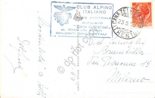 Cartolina Rifugio Marmolada Fedaia 1955