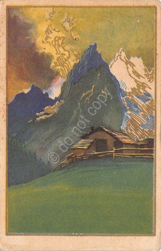 Cartolina rifugio montagne spedita da Peregallo a Roma illustrata 1935