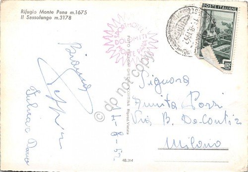 Cartolina Rifugio Monte Pana Sassolungo 1952 | Immagine Gallery 2