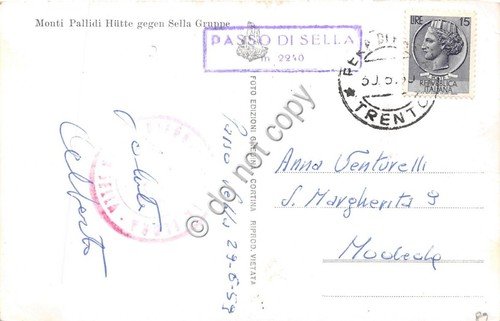 Cartolina Rifugio Monti Pallidi Gruppo di Sella 1959