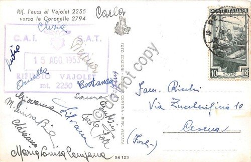Cartolina Rifugio Peuss al Vajolet verso Coronelle Timbro Sat Cai … | Immagine Gallery 2