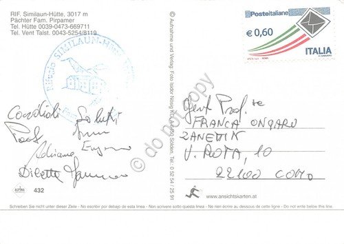 Cartolina Rifugio Similaun Hutte segnata (Bolzano) | Immagine Gallery 2