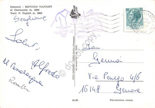 Cartolina Rifugio Vajolet al Catinaccio Torri di Vajolet (Trento)