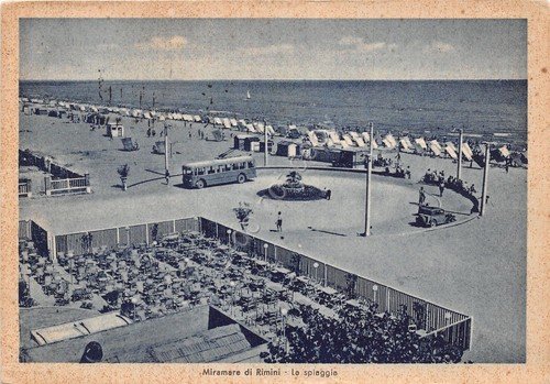 Cartolina Rimini - Miramare - Spiaggia - Bus - 1950 … | Immagine principale