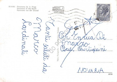 Cartolina Rimini Panorama della spiaggia animata pattini a remi | Immagine Gallery 2