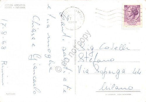 Cartolina Rimini Panorama strada e spiaggia 1968 | Immagine Gallery 2