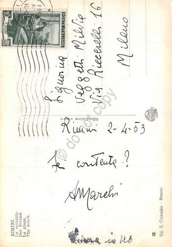 Cartolina Rimini Spiaggia 1953 | Immagine Gallery 2