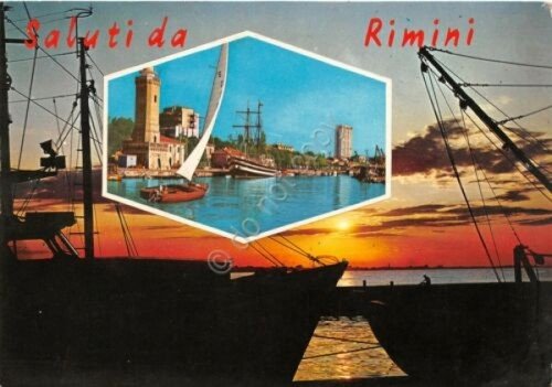 Cartolina Rimini Vedute barche timbro targhetta PT 1971 | Immagine principale