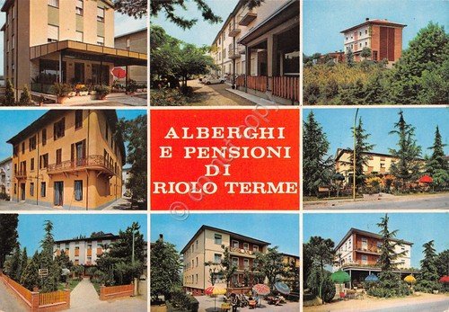 Cartolina Riolo Terme Alberghi e pensioni vedute
