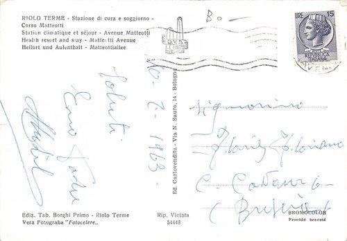 Cartolina Riolo Terme Corso Matteotti 1963 | Immagine Gallery 2