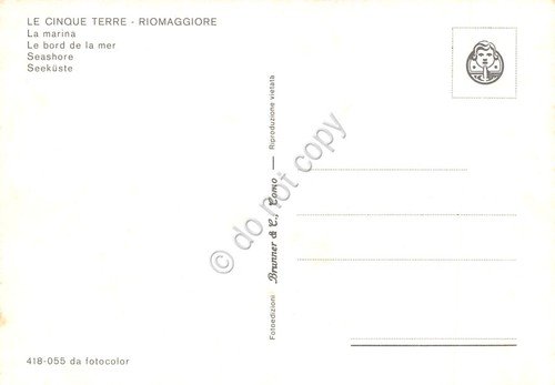 Cartolina Riomaggiore marina spiaggia case