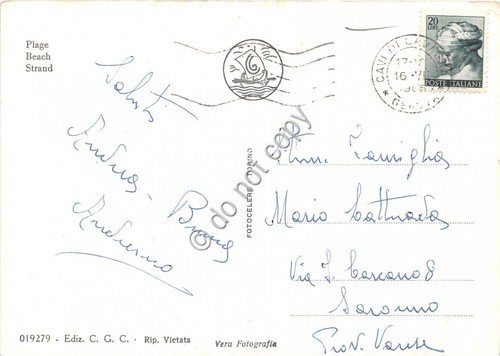 Cartolina Riva Trigoso Spiaggia 1957