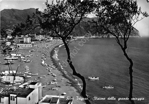 Cartolina Riva Trigoso Spiaggia 1961 (Genova)