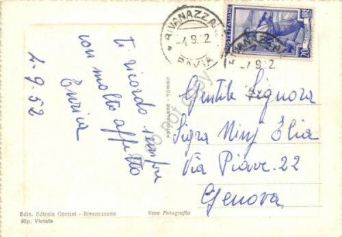 Cartolina Rivanazzano Terme scorcio 1952