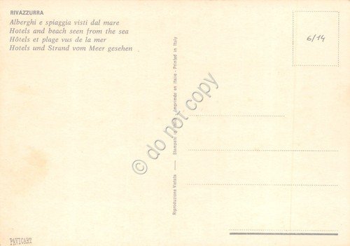 Cartolina Rivazzurra spiaggia dal mare Hotel France alberghi animata Bagni …