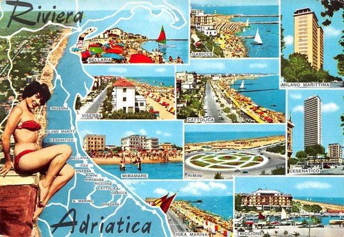 Cartolina Riviera Adriatica Pin Up Vedutine (Rimini)