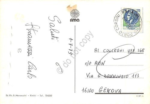 Cartolina Riviera Adriatica vedute varie con tramonto 1979 (Ravenna) | Immagine Gallery 2