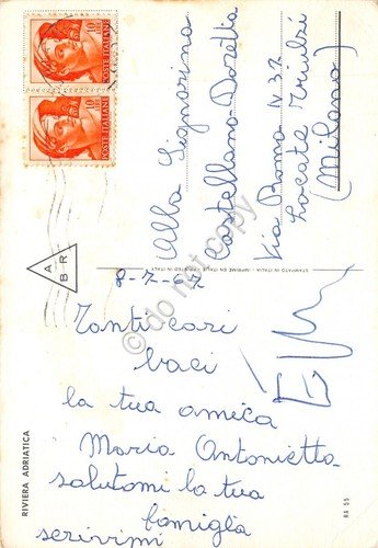 Cartolina Riviera Adriatica vedute varie località e mappa 1967 (Rimini)