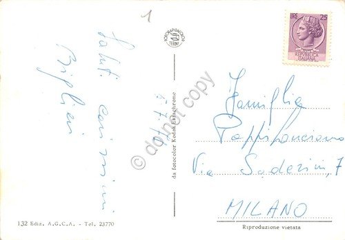 Cartolina Riviera del Conero vedute varie piscina spiaggia mappa 1971 …