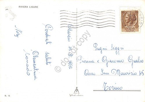 Cartolina Riviera Ligure di Ponente vedutine 1965 (Imperia)