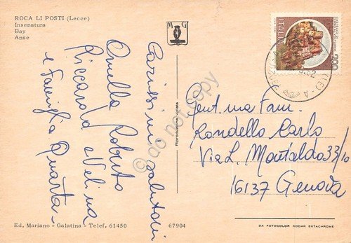 Cartolina Roca Li Posti insenatura baia animata