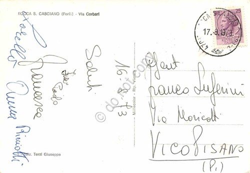 Cartolina Rocca San Casciano distributore Agip Via Corbari 1973