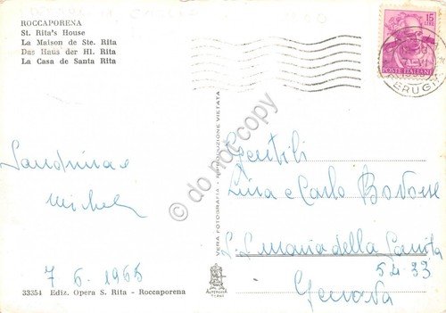 Cartolina Roccaporena Casa di Santa Rita 1965 (Perugia) | Immagine Gallery 2