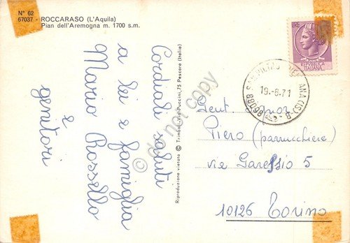 Cartolina Roccaraso Pian Aremogna campi si sci 1971