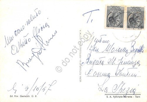 Cartolina Rocchetta Nervina panorama paese 1957 grinze