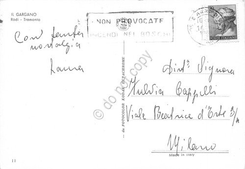 Cartolina Rodi Garganico al tramonto Timbro PT incendi 1968 | Immagine Gallery 2