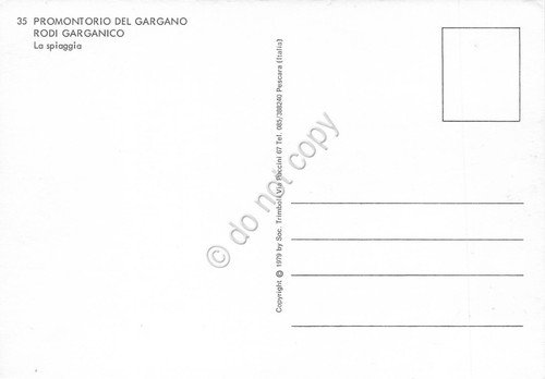 Cartolina Rodi Garganico spiaggia auto strada lungomare anni '80
