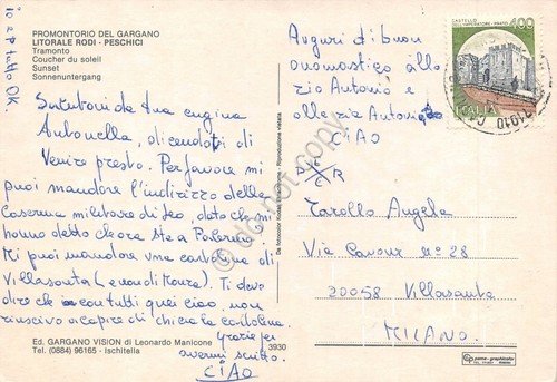Cartolina Rodi Peschici Gargano al Tramonto (Foggia)