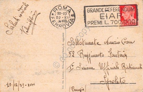 Cartolina Roma Basilica S. Giovanni Timbro targhetta Referendum EIAR 1939 | Immagine principale