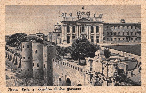 Cartolina Roma Basilica S. Giovanni Timbro targhetta Referendum EIAR 1939 | Immagine Gallery 2