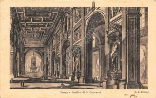 Cartolina Roma Basilica San Giovanni timbro targhetta 1935 | Immagine principale