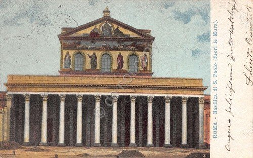 Cartolina Roma Basilica San Paolo 1908 circa