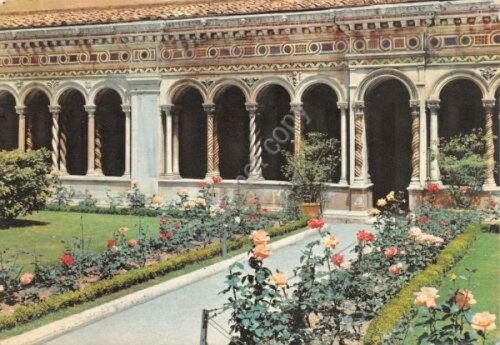 Cartolina Roma Basilica San Paolo Chiostro timbro targhetta PT 1967 | Immagine principale