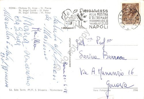 Cartolina Roma Castel S. Angelo timbro targhetta Fiera della casa … | Immagine Gallery 2