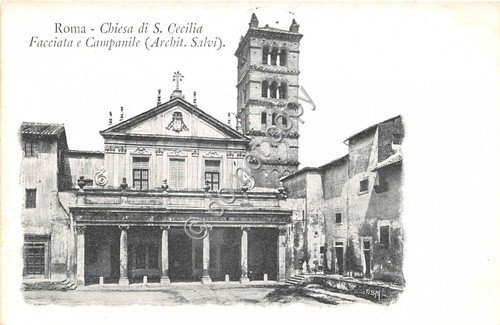 Cartolina Roma Chiesa Santa Cecilia facciata e campanile | Immagine principale